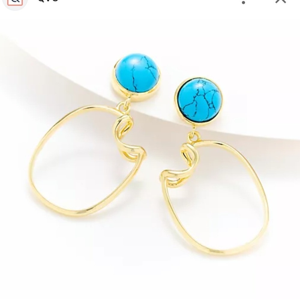 Sophie Blake NY Rumor Earrings 14K Gold Plated Simulated Turquoise Drop NEW QVC